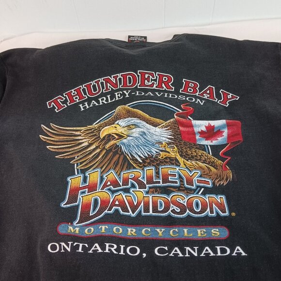 Harley-Davidson Men's Shirt M Thunder Bay Ontario Canada Long Sleeve 3 Buttons - Picture 5 of 13